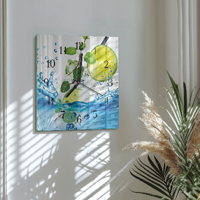 Square wall clock Lime and mint