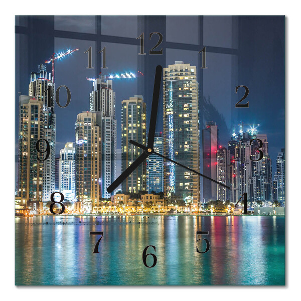 Square wall clock Night city