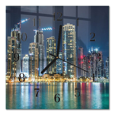 Square wall clock Night city