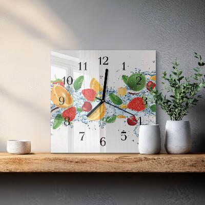 Square kitchen clock Fruit