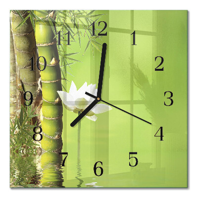 Glass wall clock square Bamboo