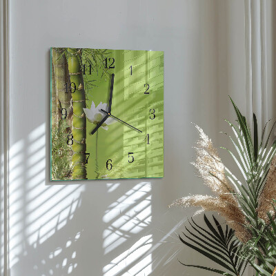Glass wall clock square Bamboo