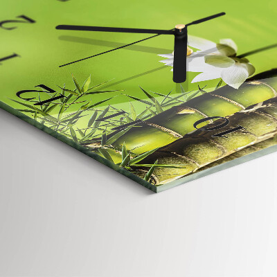 Glass wall clock square Bamboo