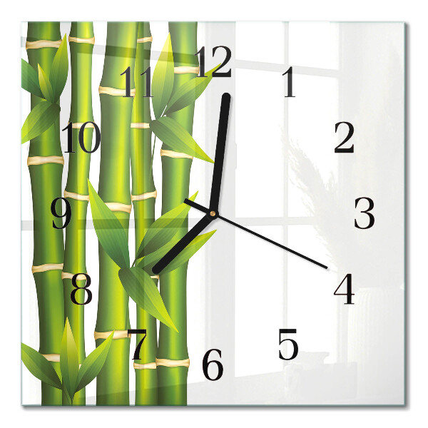 Glass wall clock square Bamboo