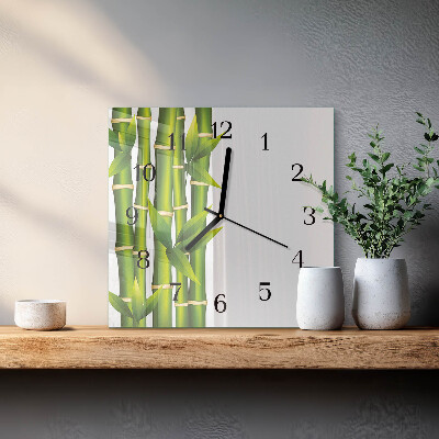 Glass wall clock square Bamboo