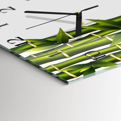 Glass wall clock square Bamboo