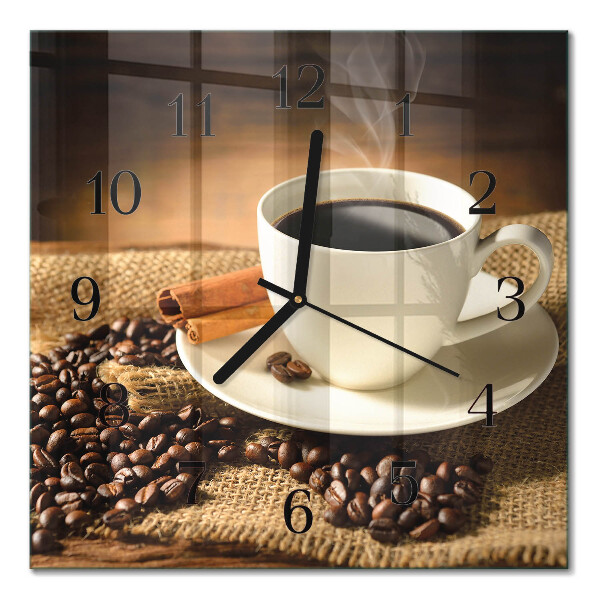 Glass clock square Coffee