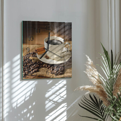 Glass clock square Coffee