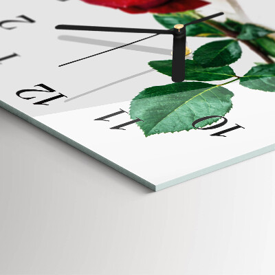 Glass wall clock square Rose