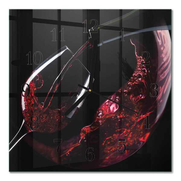 Glass clock square Wine
