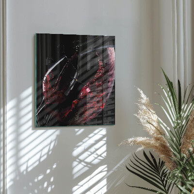 Glass clock square Wine