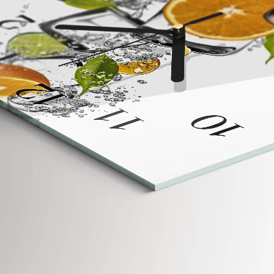 Glass wall clock square Citrus fruits