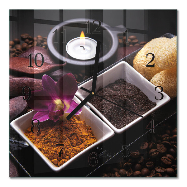 Glass clock square Orchid