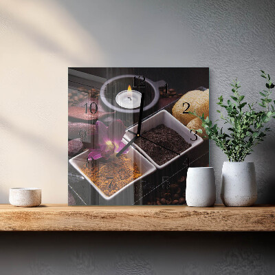 Glass clock square Orchid
