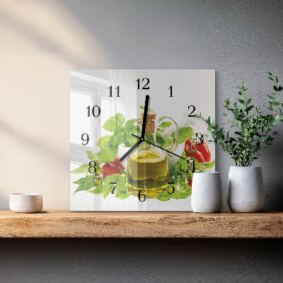 Square wall clock Basil oil