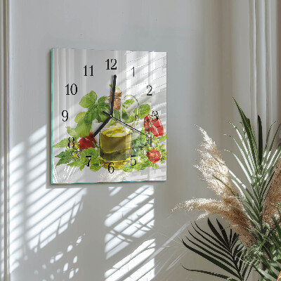 Square wall clock Basil oil