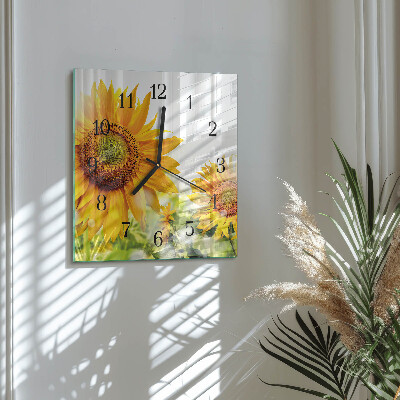 Square kitchen clock Sunflower