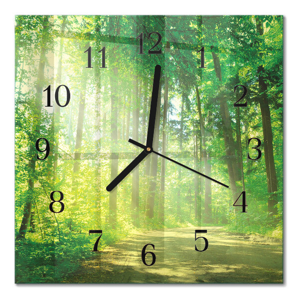 Glass clock square Forest nature