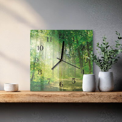 Glass clock square Forest nature
