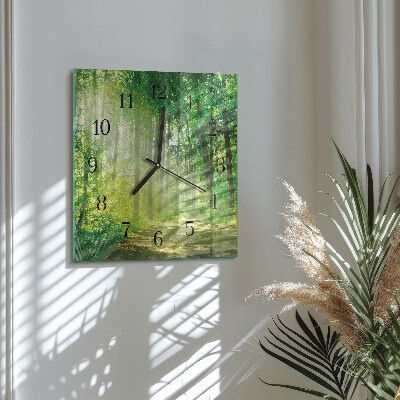 Glass clock square Forest nature