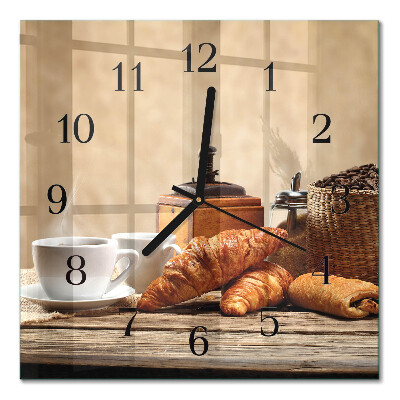 Square wall clock Croissants