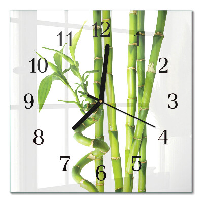 Glass wall clock square Bamboo