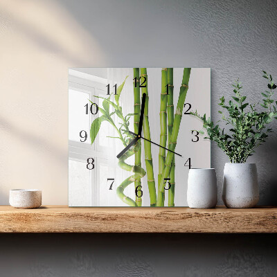 Glass wall clock square Bamboo