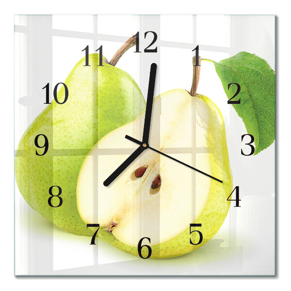 Glass wall clock square Pears