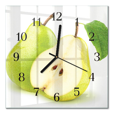 Glass wall clock square Pears