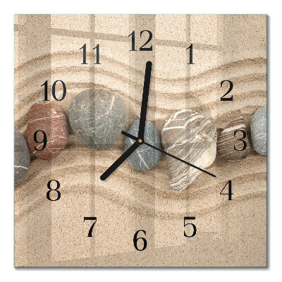Glass clock square Stones and sand