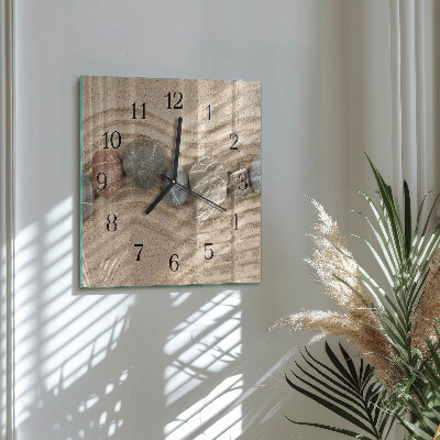 Glass clock square Stones and sand
