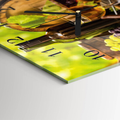 Glass clock square Grapes for wine