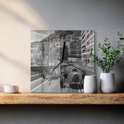 Square kitchen clock Race car