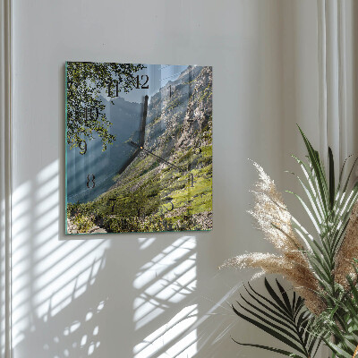 Glass clock square Mountains