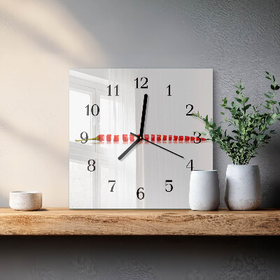 Glass wall clock square Chili pepper