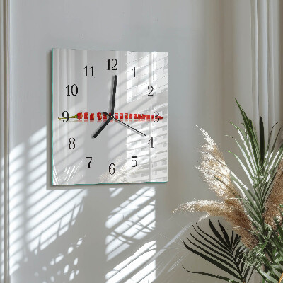 Glass wall clock square Chili pepper