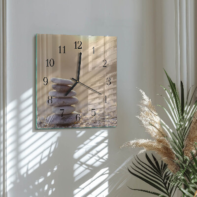 Glass clock square Stones