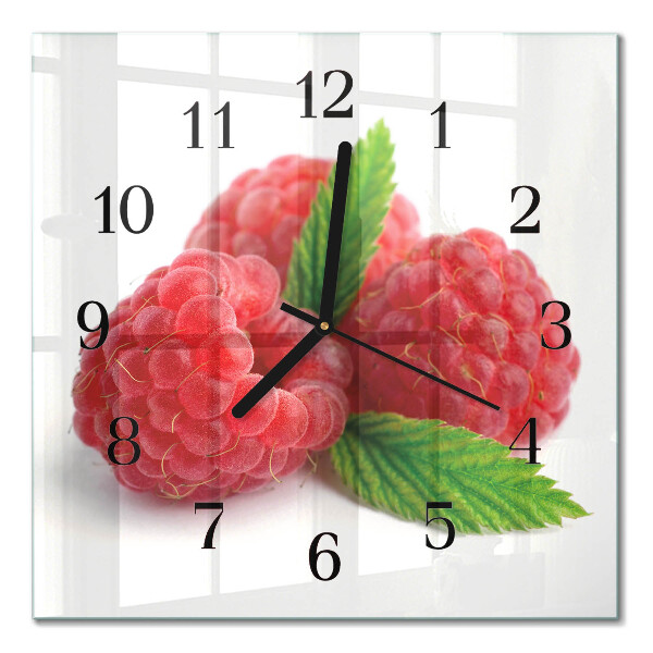 Glass wall clock square Raspberries