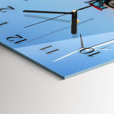 Glass wall clock square Tractor field
