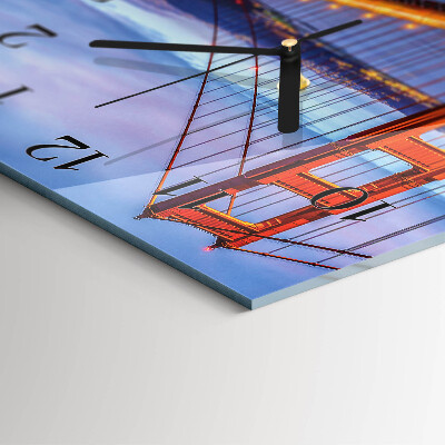 Glass wall clock square Golden Gate