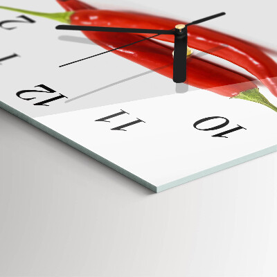 Glass wall clock square Chili pepper