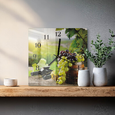 Glass clock square Grape wine