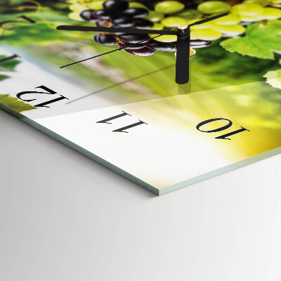 Glass clock square Grape wine