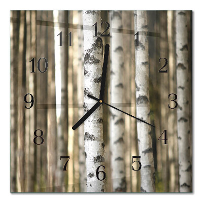 Glass wall clock square Birches