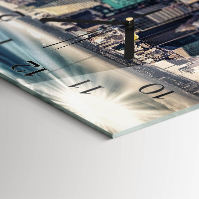 Glass wall clock square City