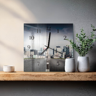 Glass clock square Road to the city