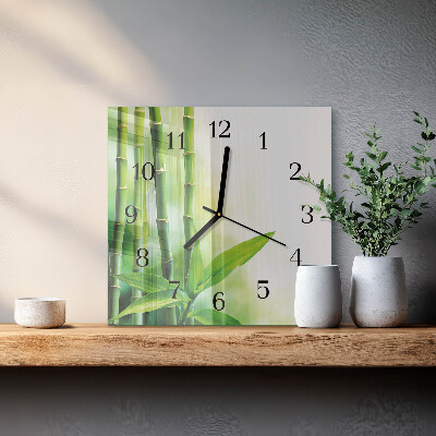 Glass clock square Bamboo