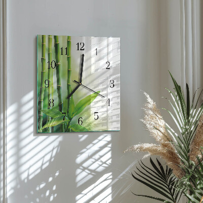 Glass clock square Bamboo