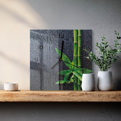 Square wall clock Drops and bamboo