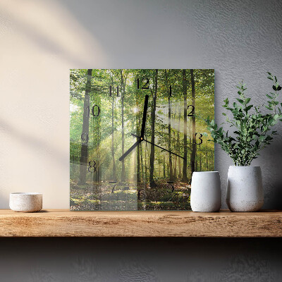 Glass clock square Forest nature